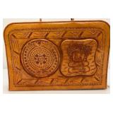 Hand Made Mexican Embossed Leather Aztec Themed Laptop Bag 2 1/2" x 11" x 16"