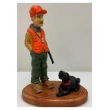 DAVE CONSTANTINE Hunter With Dog Sculpture 9" x 12 1/4"
