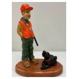 DAVE CONSTANTINE Hunter With Dog Sculpture 9" x 12 1/4"