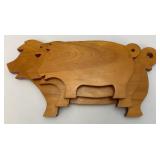 Three Vintage Multi Sized Wooden Pig Cutting Boards/Wall Décor 6 1/2" x 11 1/2",  7 1/2" x 13", 9" x 18 1/2"
