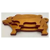 Three Vintage Multi Sized Wooden Pig Cutting Boards/Wall Décor 6 1/2" x 11 1/2",  7 1/2" x 13", 9" x 18 1/2"