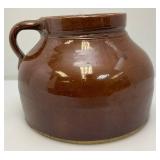 Antique Large Brown Stoneware Crock With Lid