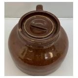 Antique Large Brown Stoneware Crock With Lid