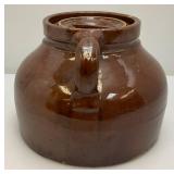 Antique Large Brown Stoneware Crock With Lid
