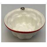 Vintage Red Striped Art Pottery Jelly Mold 4" x 6 3/4"