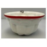 Vintage Red Striped Art Pottery Jelly Mold 4" x 6 3/4"