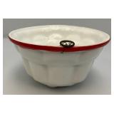 Vintage Red Striped Art Pottery Jelly Mold 4" x 6 3/4"