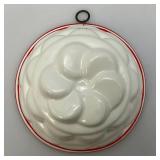 Vintage Red Striped Art Pottery Jelly Mold 4" x 6 3/4"