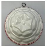 Vintage Red Striped Art Pottery Jelly Mold 4 3/4" x 8 1/2"