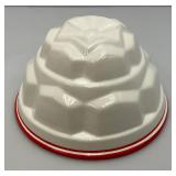 Vintage Red Striped Art Pottery Jelly Mold 4 3/4" x 8 1/2"