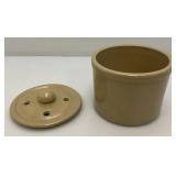 Vintage Bentson West Design For Boston Wharehouse, 6" x 6" Ceramic Crock With Holed Lid