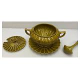 MCM Avacado Scalloped California Pottery Soup Tureen, Ladle, Plate & Lid