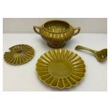MCM Avacado Scalloped California Pottery Soup Tureen, Ladle, Plate & Lid
