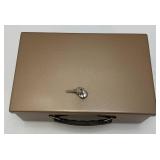 Vintage Heavy Duty Lock Box With Key 4 3/4" x 8" x 13"