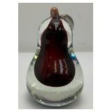 Vintage Encased 5.25" MURANO Art Glass Alfredo Bardini Pear Paperweight Sculpture