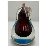 Vintage Encased 5.25" MURANO Art Glass Alfredo Bardini Pear Paperweight Sculpture