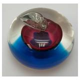 Vintage Encased 2 3/4" Tall MURANO Art Glass Alfredo Bardini Apple Paperweight Sculpture