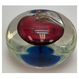 Vintage Encased 2 3/4" Tall MURANO Art Glass Alfredo Bardini Apple Paperweight Sculpture