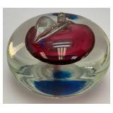 Vintage Encased 2 3/4" Tall MURANO Art Glass Alfredo Bardini Apple Paperweight Sculpture