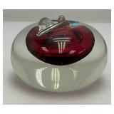 Vintage Encased 2 3/4" Tall MURANO Art Glass Alfredo Bardini Apple Paperweight Sculpture
