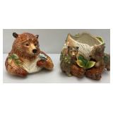 Vintage Fitz & Floyd Classics Large Momma Bear And Cubs Cookie Jar 13" Tall