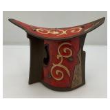 Very Unique Vintage Tri USA Terracotta Pottery Glazed Multi Colored Candle Holder 3 1/2" x 8" x 9"