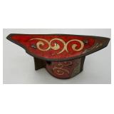 Very Unique Vintage Tri USA Terracotta Pottery Glazed Multi Colored Candle Holder 3 1/2" x 8" x 9"