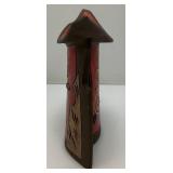 Very Unique Vintage Tri USA Terracotta Pottery Glazed Multi Colored Candle Holder 3 1/2" x 8" x 9"