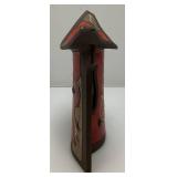 Very Unique Vintage Tri USA Terracotta Pottery Glazed Multi Colored Candle Holder 3 1/2" x 8" x 9"