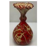 Vintage Unique Terracotta Pottery Glazed Multi Colored Vase 11" Tall