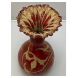 Vintage Unique Terracotta Pottery Glazed Multi Colored Vase 11" Tall