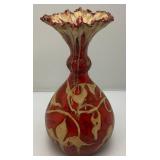 Vintage Unique Terracotta Pottery Glazed Multi Colored Vase 11" Tall