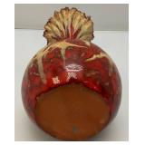 Vintage Unique Terracotta Pottery Glazed Multi Colored Vase 11" Tall