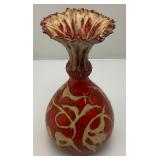 Vintage Unique Terracotta Pottery Glazed Multi Colored Vase 11" Tall