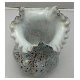 Vintage Victorian European Style Splatter Glass Vase 11"