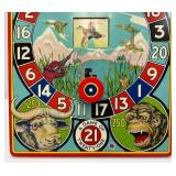 Vintage WYANDOTTE Tin Litho Bell Target Game With Dart Pistol And Original Box (VERY VERY COOL) No Darts Present