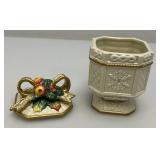 Vintage Fitz & Floyd Classics Large Pitcher 9"And Small 5" Covered Dish (Small Chip present On Lid)