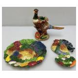 Vintage Fitz & Floyd Decorative Items Including Pheasant Candle Holder 8 1/4"And More
