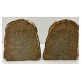 Antique Chalkware Book Ends 8" (Chipped Paint And Chips Present)