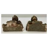 Antique Chalkware Book Ends 8" (Chipped Paint And Chips Present)