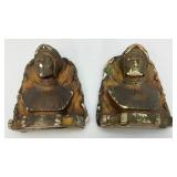 Antique Chalkware Book Ends 8" (Chipped Paint And Chips Present)