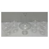 Vintage Ships Style Glass Decanter And Wine Glasses