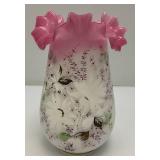 Two Antique Victorian Hand Painted Vases (One Has Small Chip On Edge Barely Noticeable)