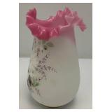 Two Antique Victorian Hand Painted Vases (One Has Small Chip On Edge Barely Noticeable)