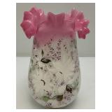 Two Antique Victorian Hand Painted Vases (One Has Small Chip On Edge Barely Noticeable)