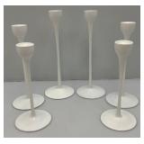 Misc. White Glass Modern Looking Candle Holders 10", 11" & 12" (Great For Wedding)