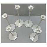 Misc. White Glass Modern Looking Candle Holders 10", 11" & 12" (Great For Wedding)