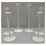 Misc. White Glass Modern Looking Candle Holders 10", 11" & 12" (Great For Wedding)