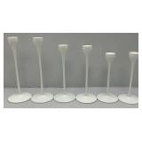 Misc. White Glass Modern Looking Candle Holders 10", 11" & 12" (Great For Wedding)