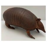 Vintage Armadillo Handbag (As Seen) One Foot Repaired And Hole Present & Zipper Stuck